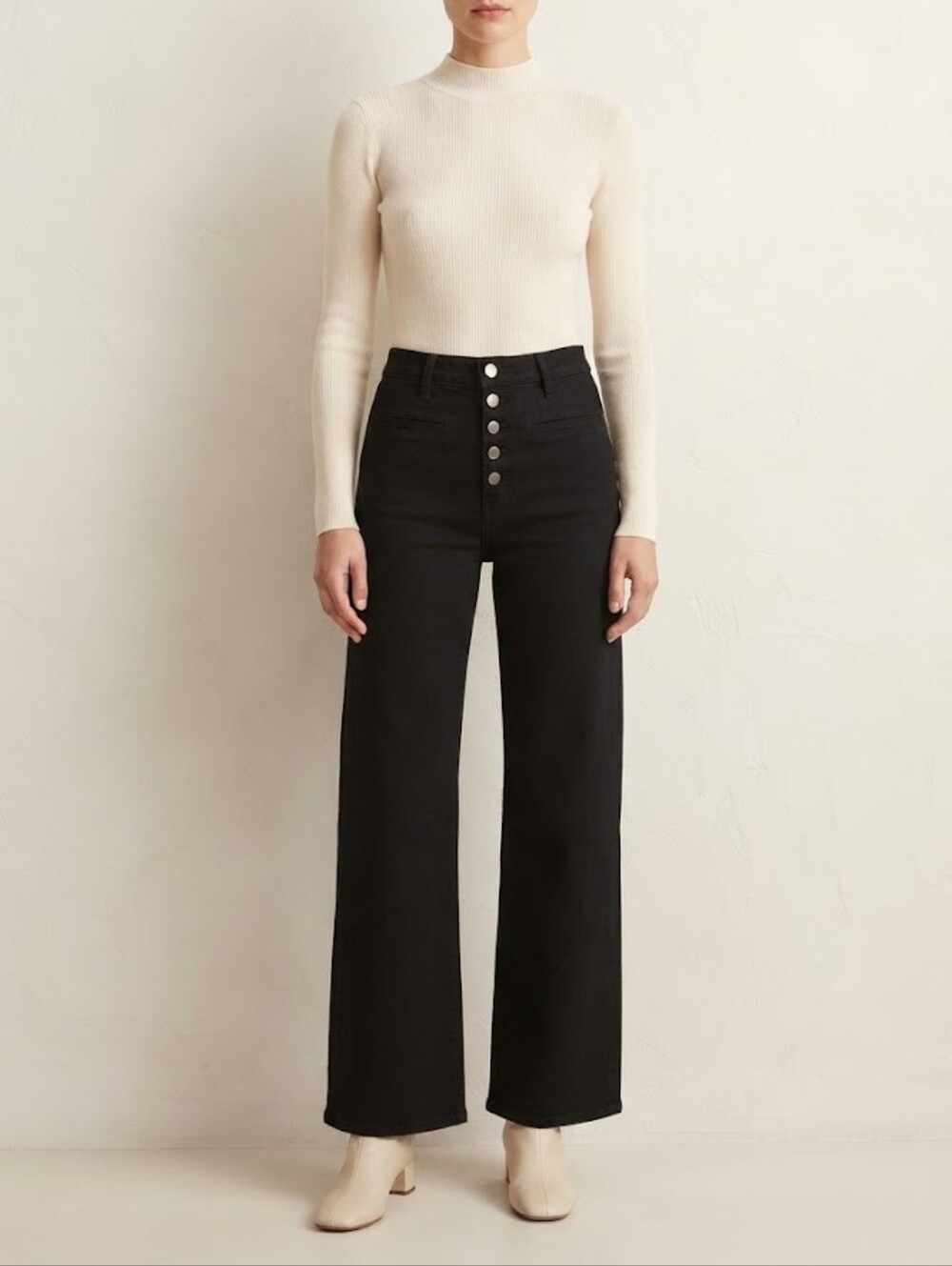 Oraije Paris Wide-Leg High-Rise Jeans In Black Size 40